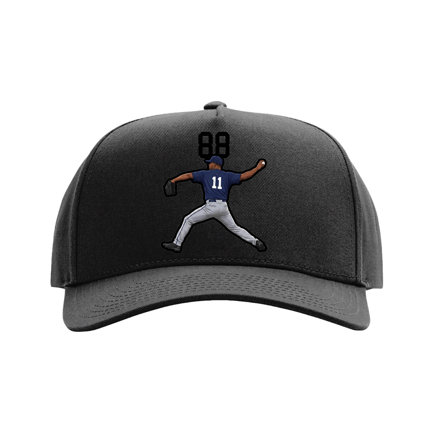 Full Fabric Five-Panel Champ Cap — Number Top in Black