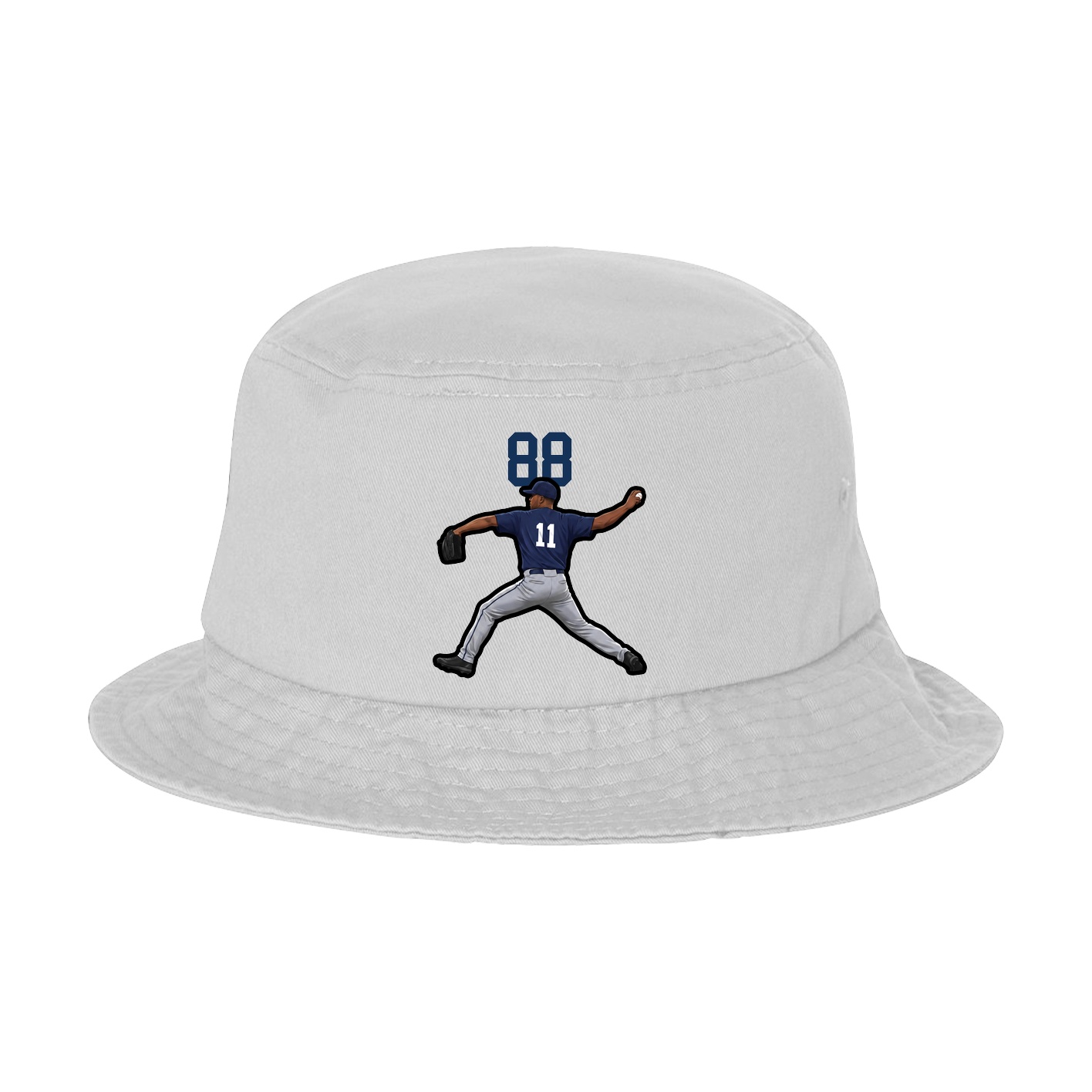 Bucket Cap — Number Top in White