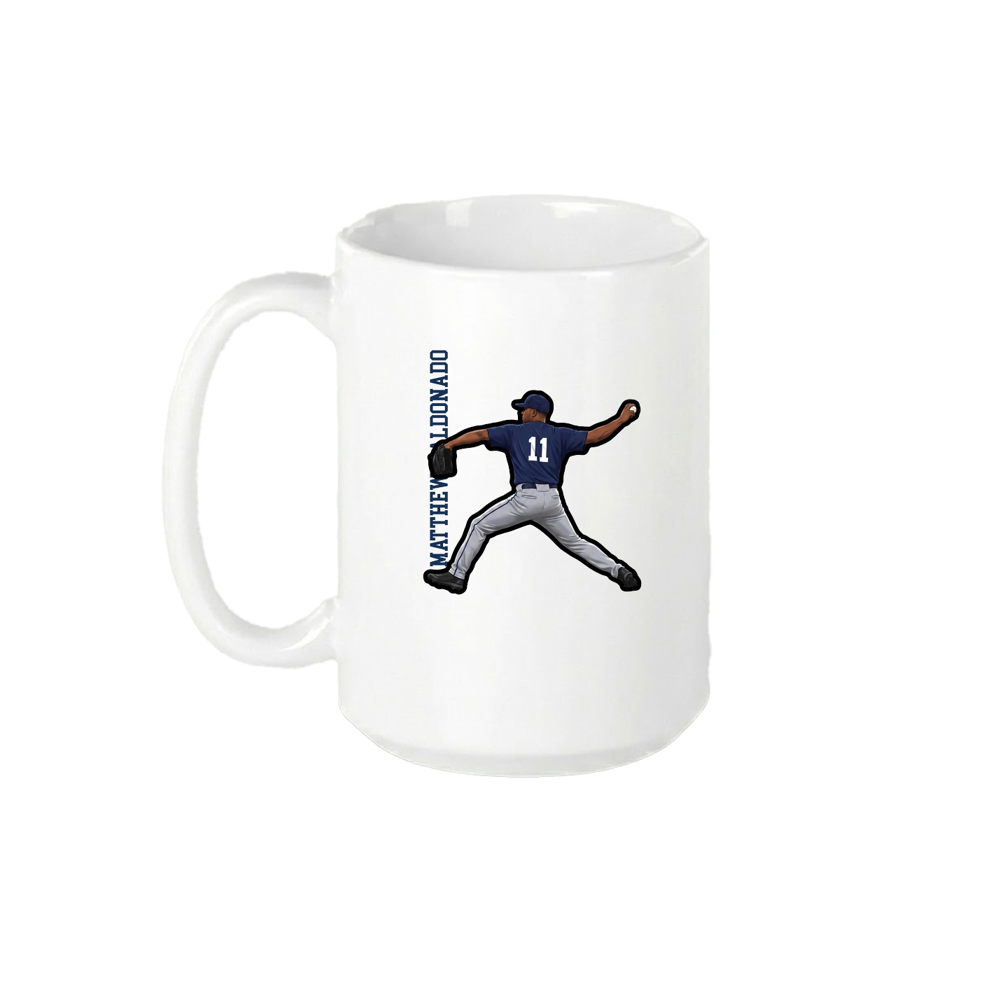 15oz Coffee Mug — Name Vertical in White