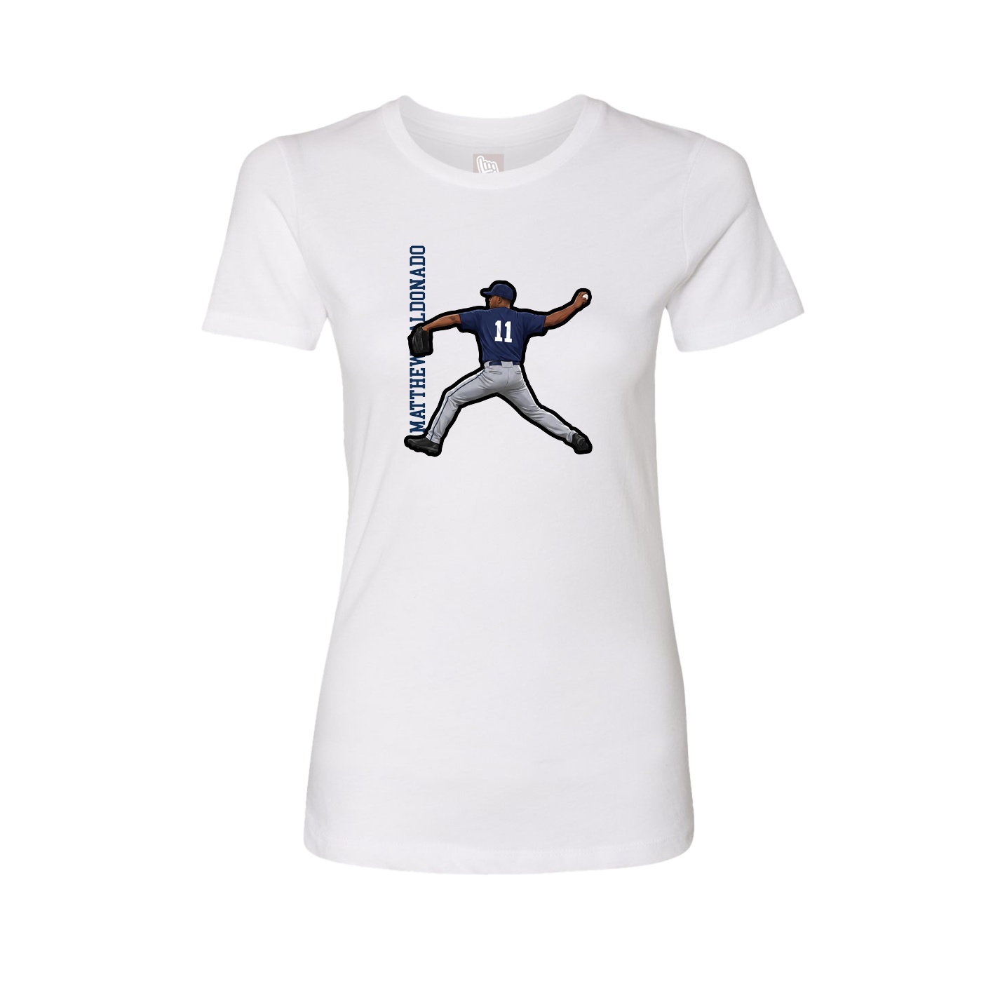 Fitted Women's Tee — Name Vertical in White