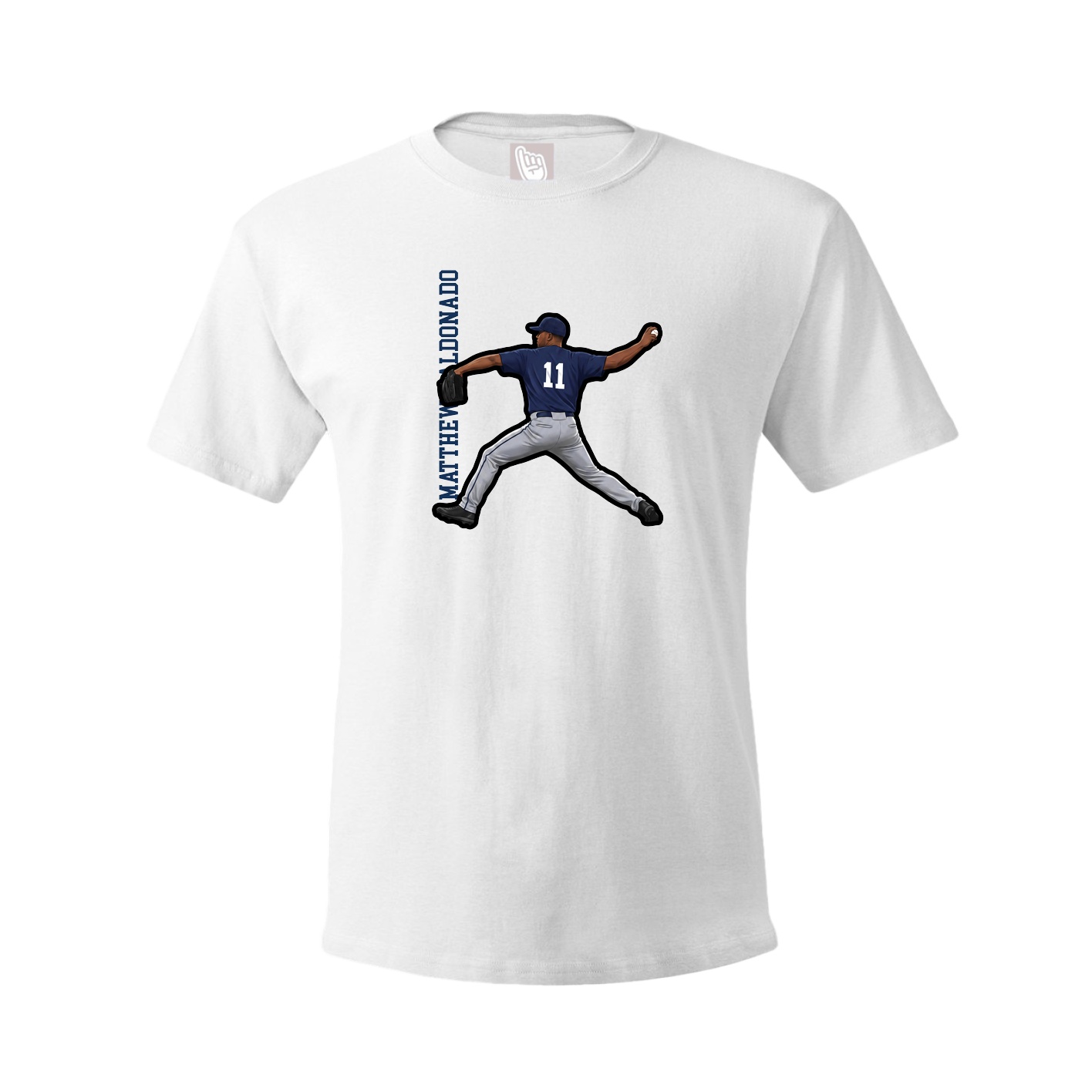 Youth Tee — Name Vertical in White