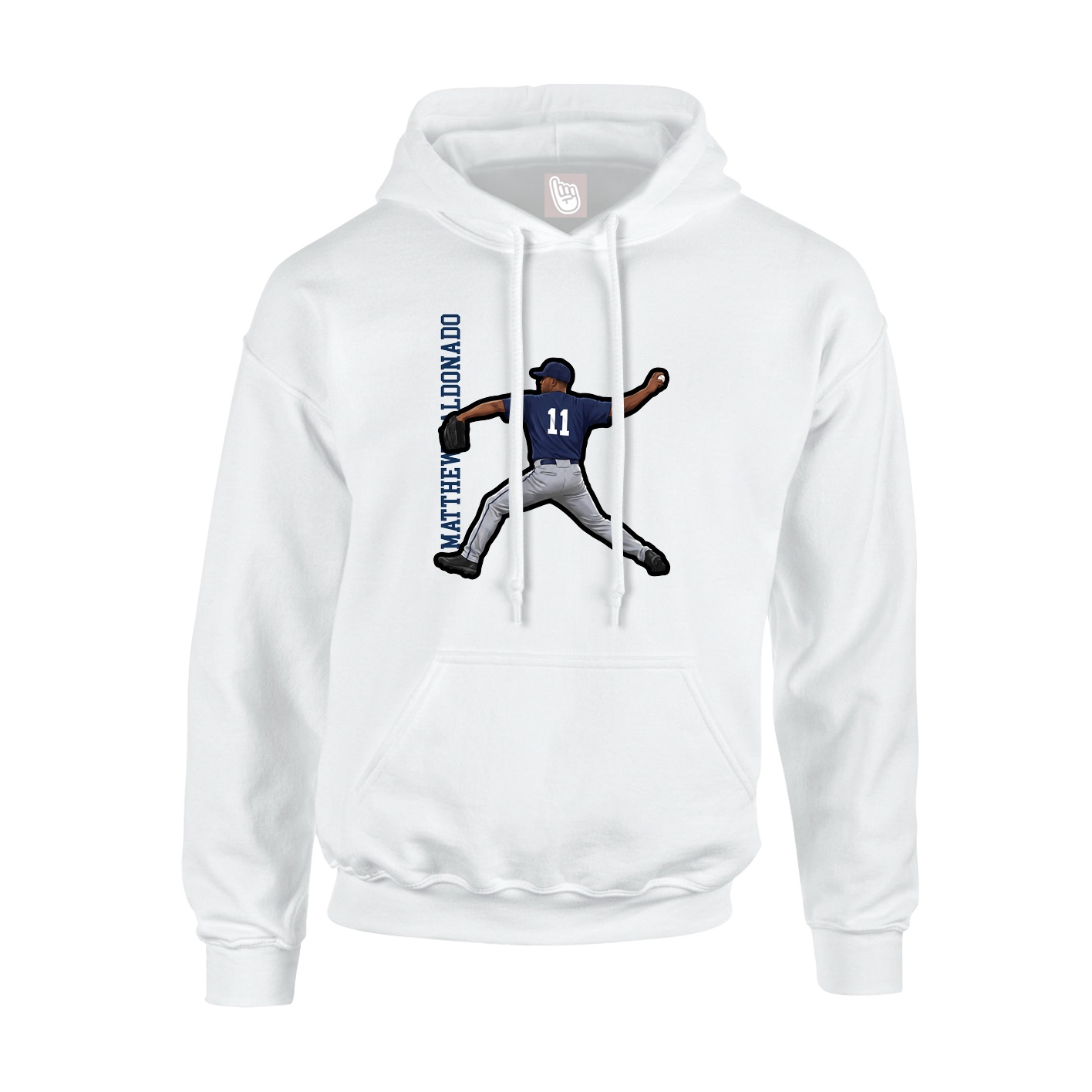 Youth Hoodie — Name Vertical in White