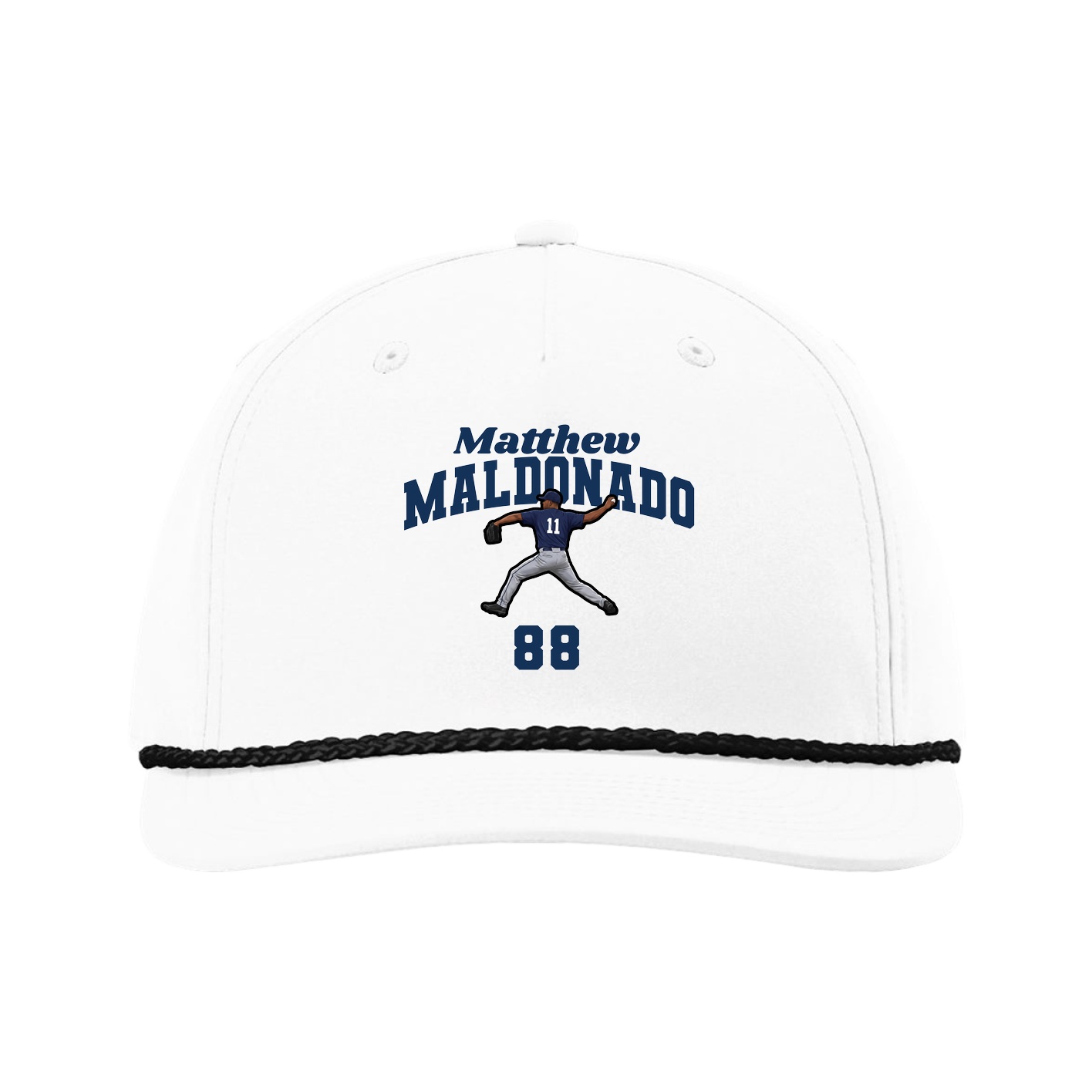 Five-Panel Classic Rope Cap — Signature Arch in White