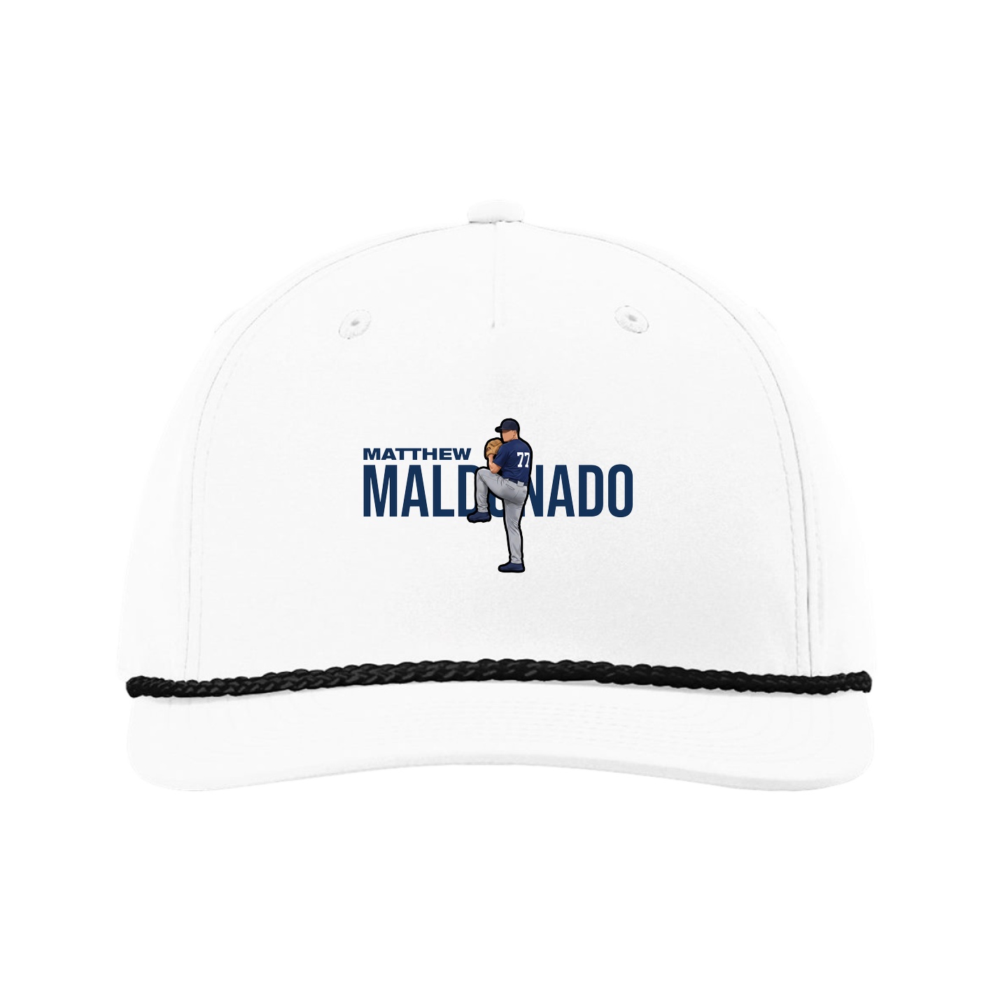 Five-Panel Classic Rope Cap — Player Name in White
