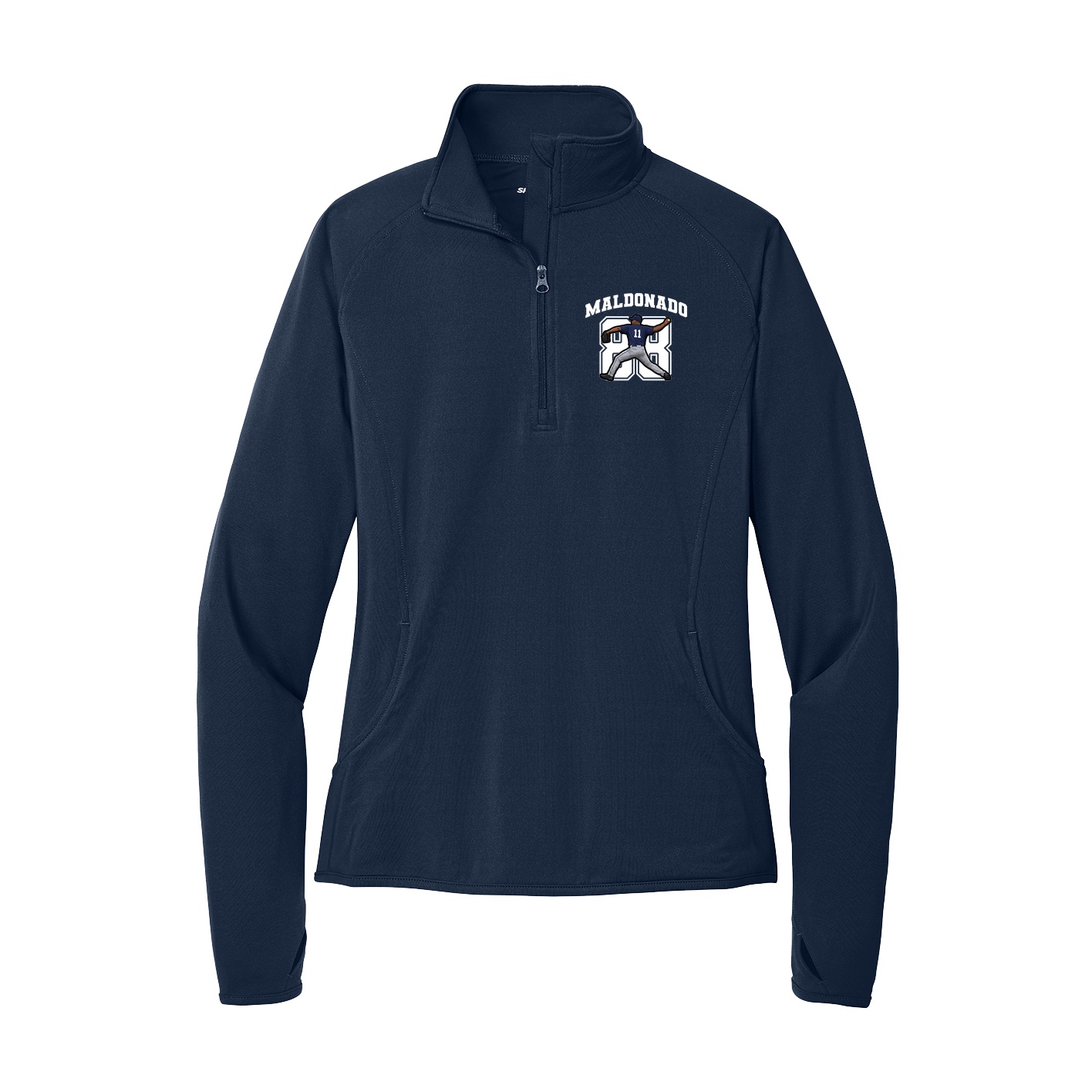 Women's Q-Zip Pullover — Number in Navy
