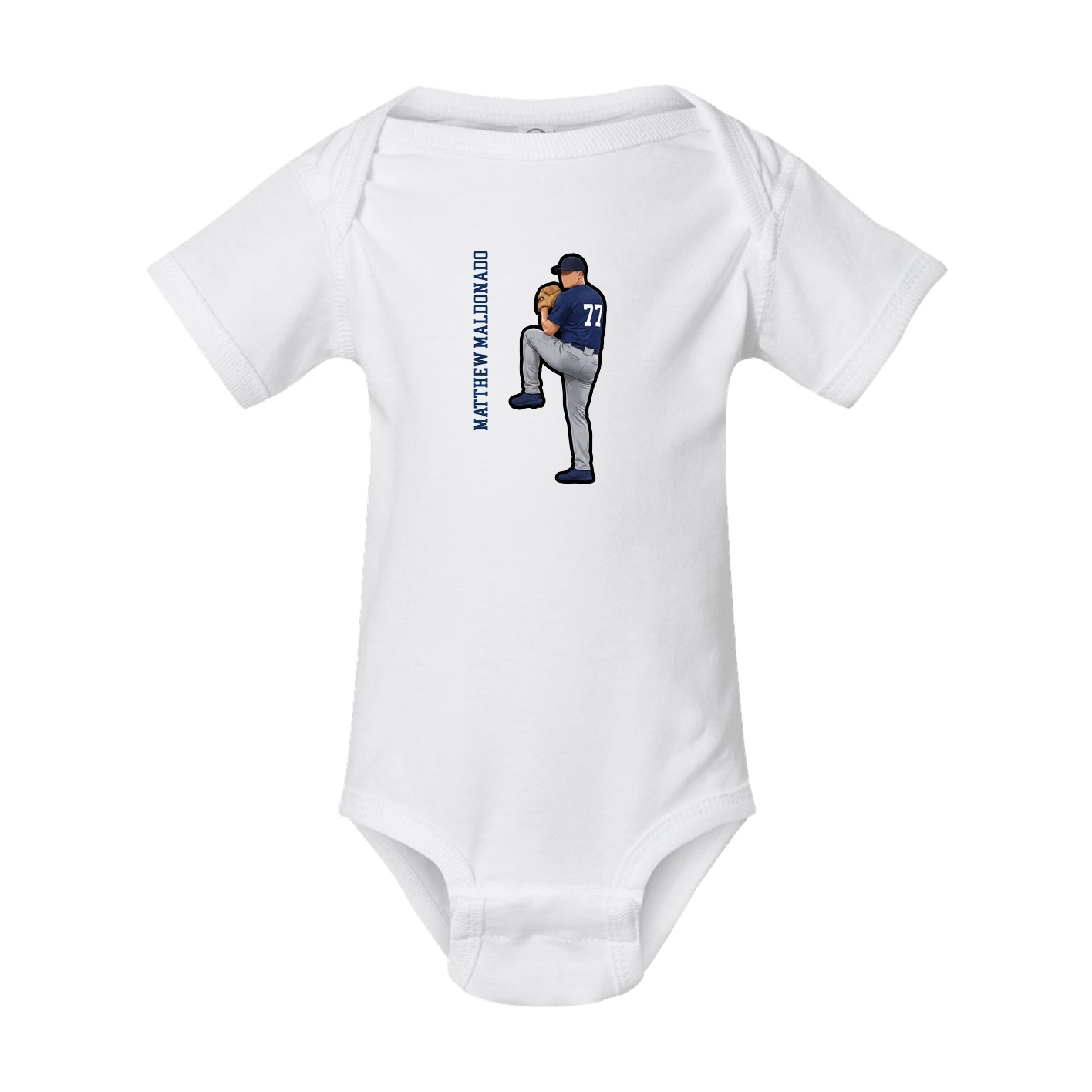 Baby Onesie — Name Vertical in White