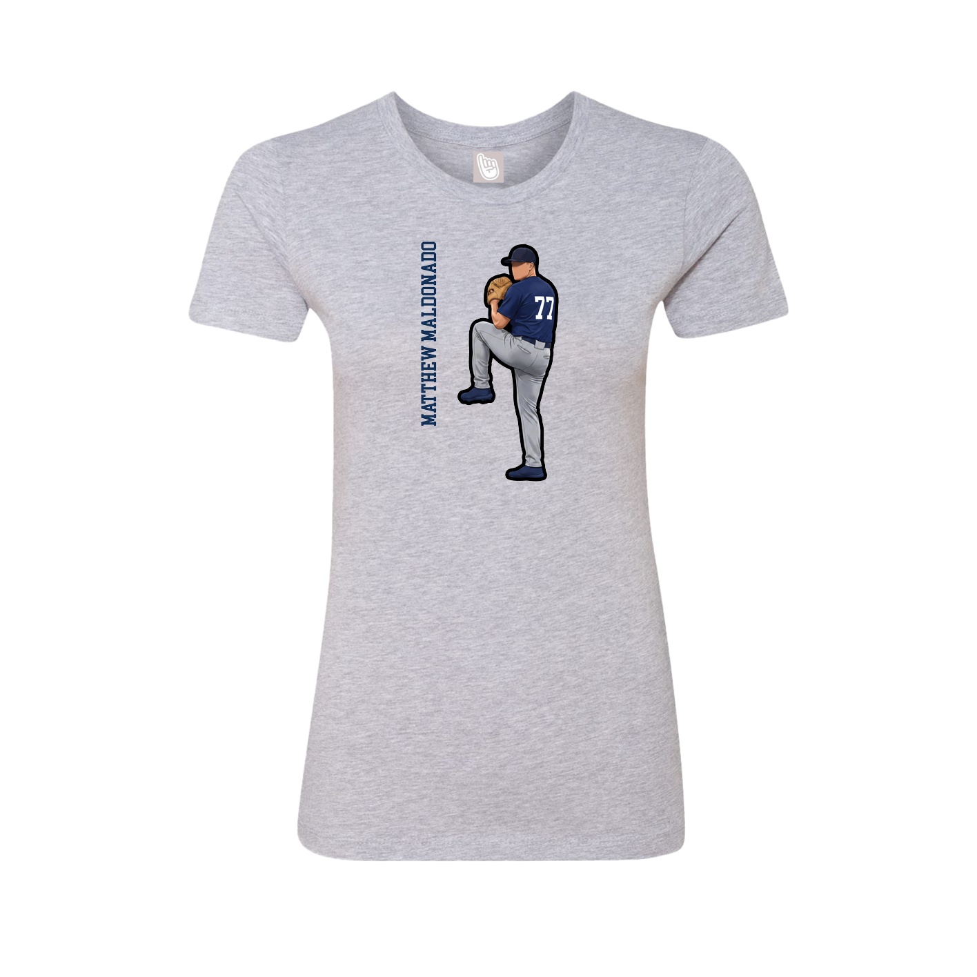 Fitted Women's Tee — Name Vertical in Grey