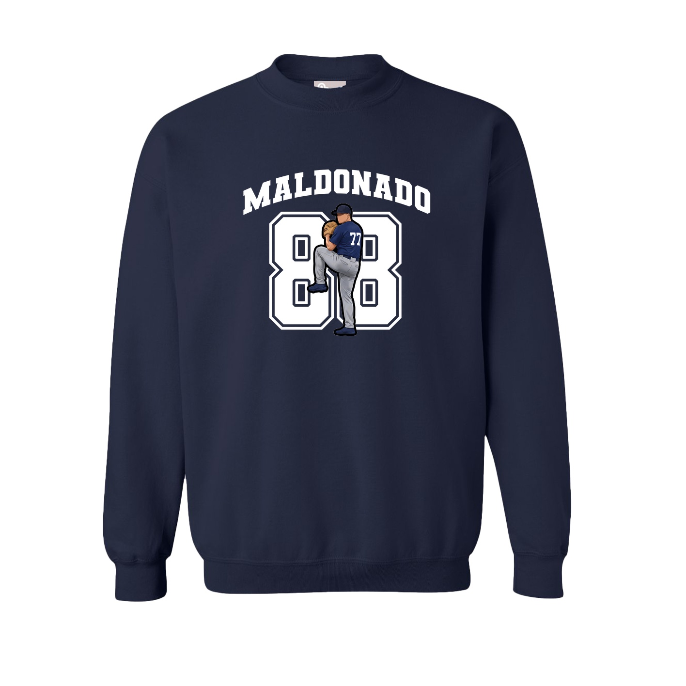 Fleece Crew — Number in Navy