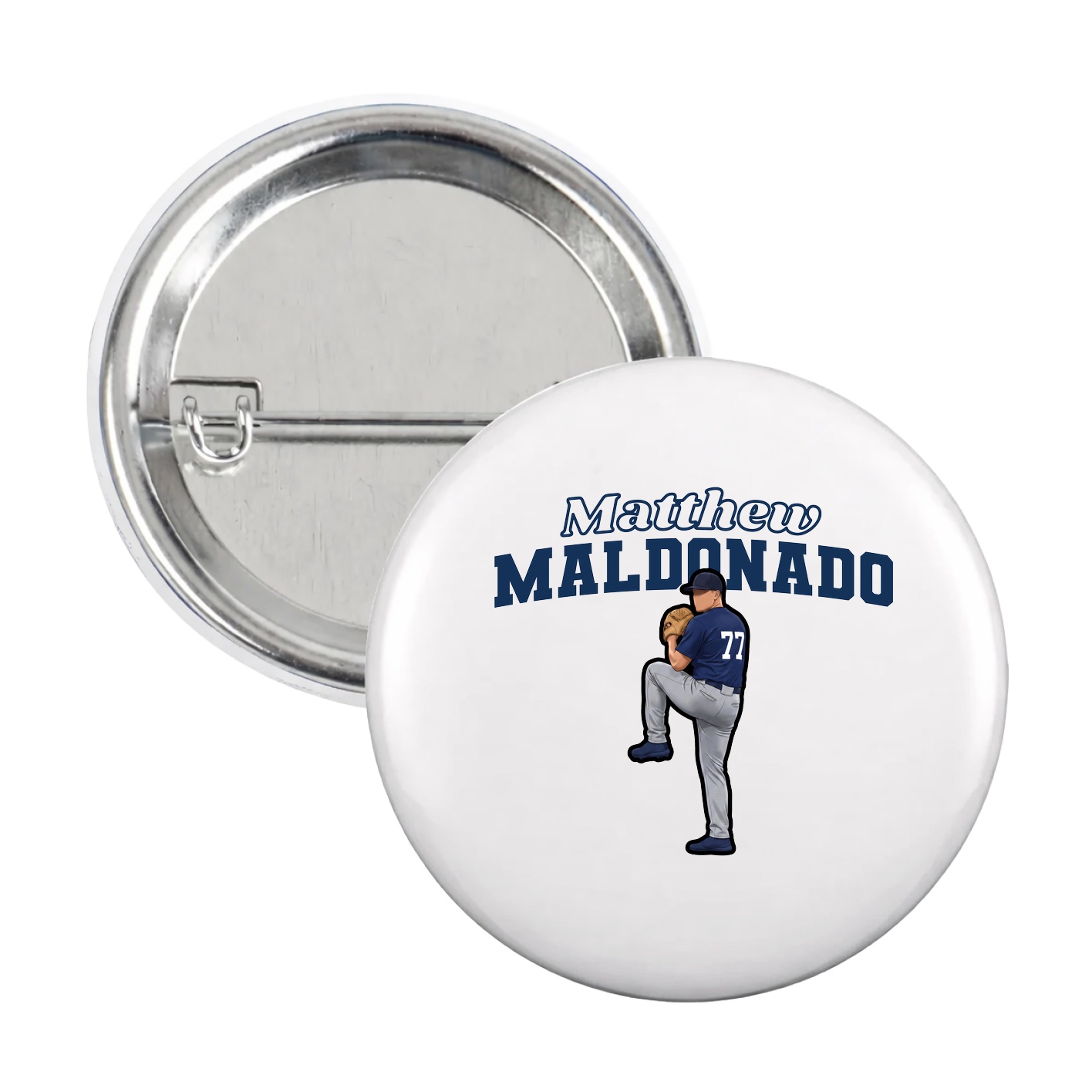 Game Day Button — Name Arch in White