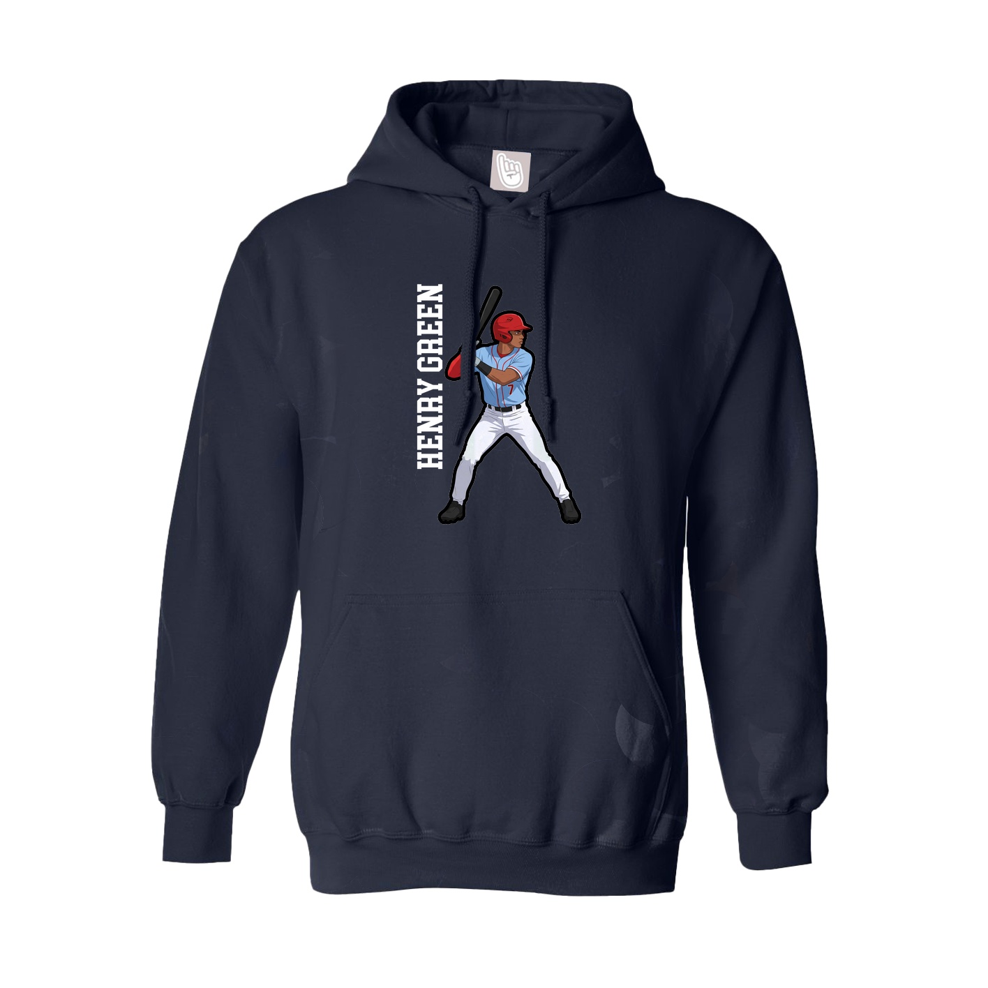 Youth Hoodie — Name Vertical in Navy