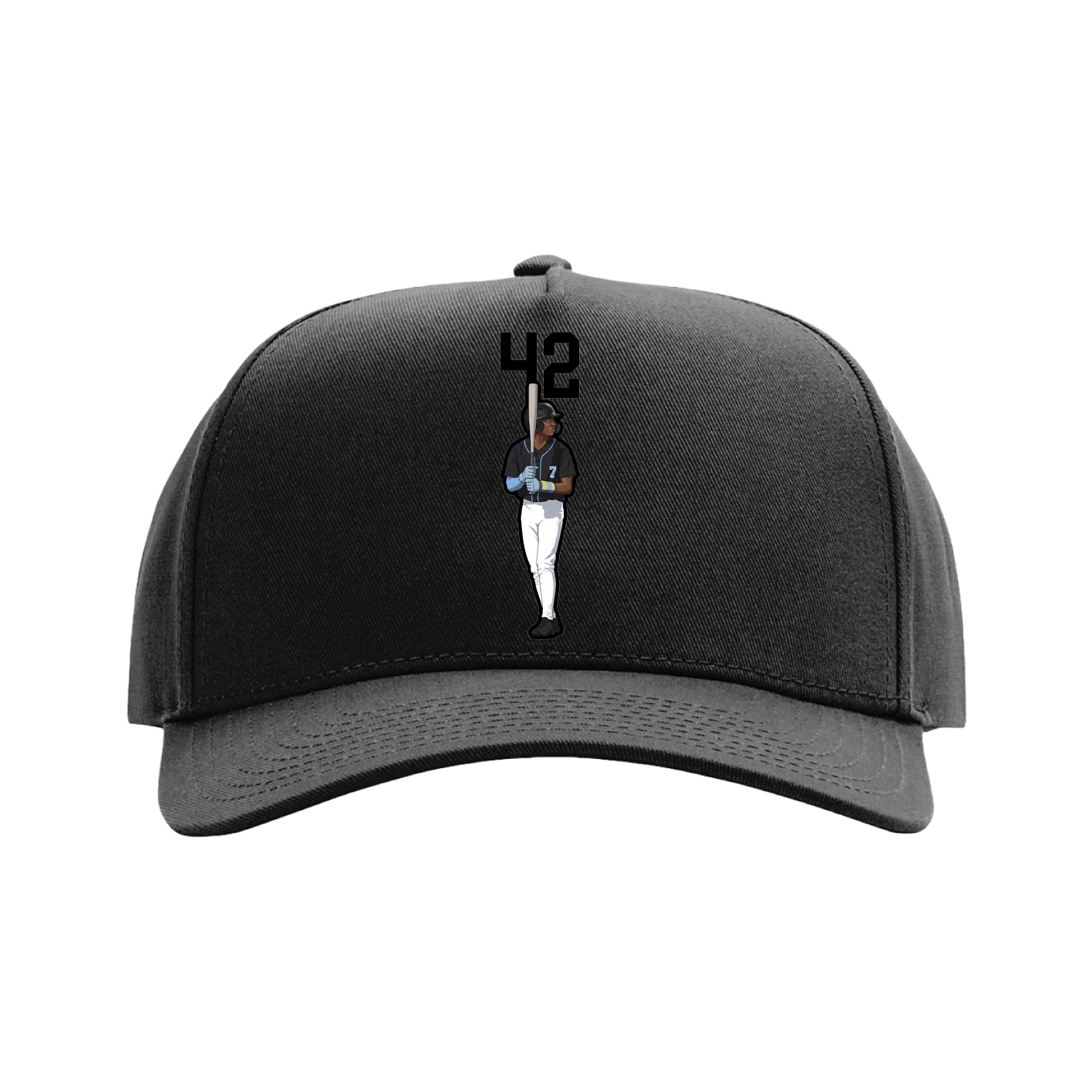 Full Fabric Five-Panel Champ Cap — Number Top in Black