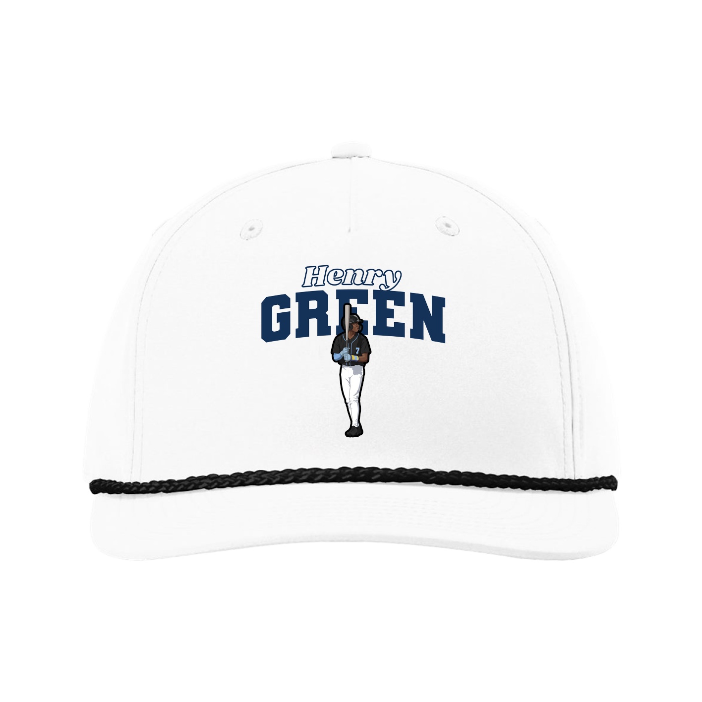 Five-Panel Classic Rope Cap — Name Arch in White