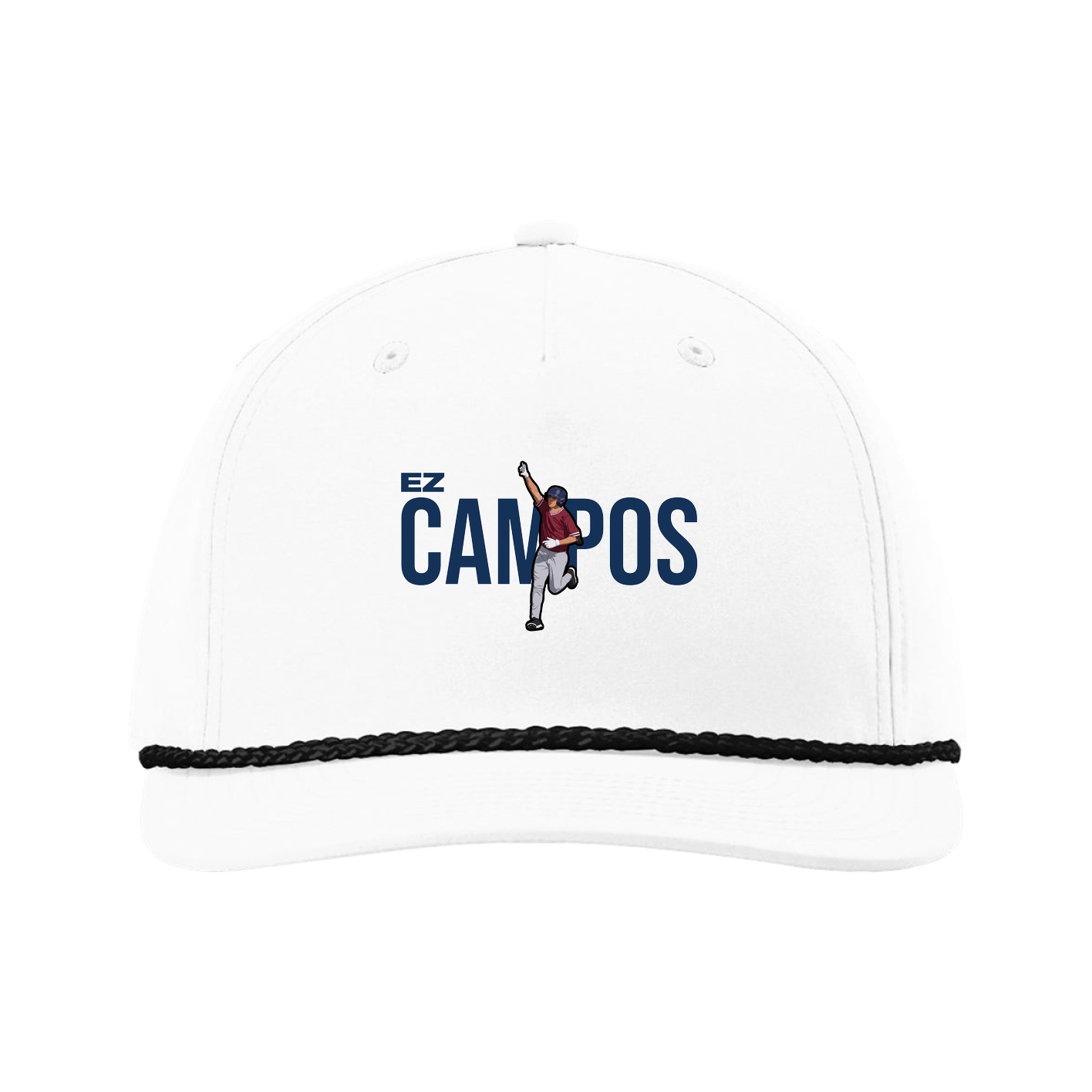 Five-Panel Classic Rope Cap — Player Name in White