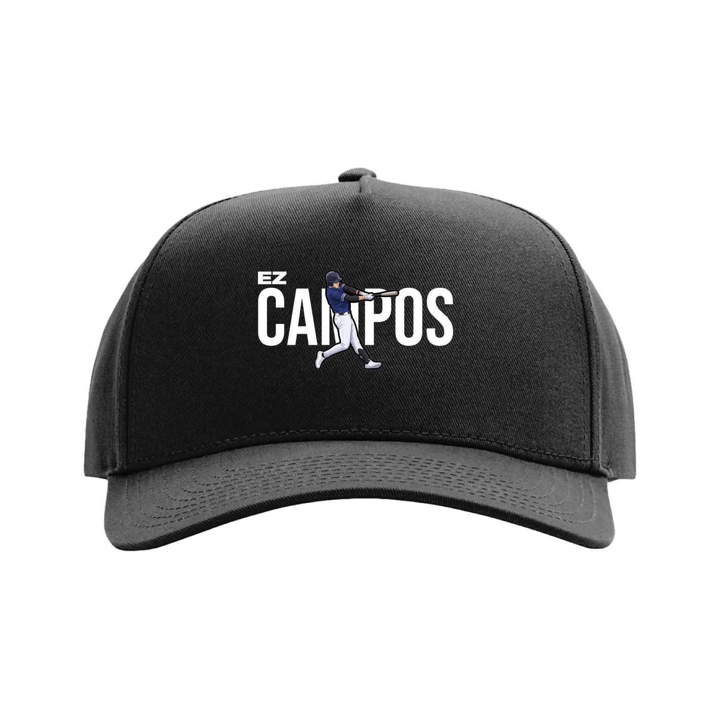 Full Fabric Five-Panel Champ Cap — Player Name in Black
