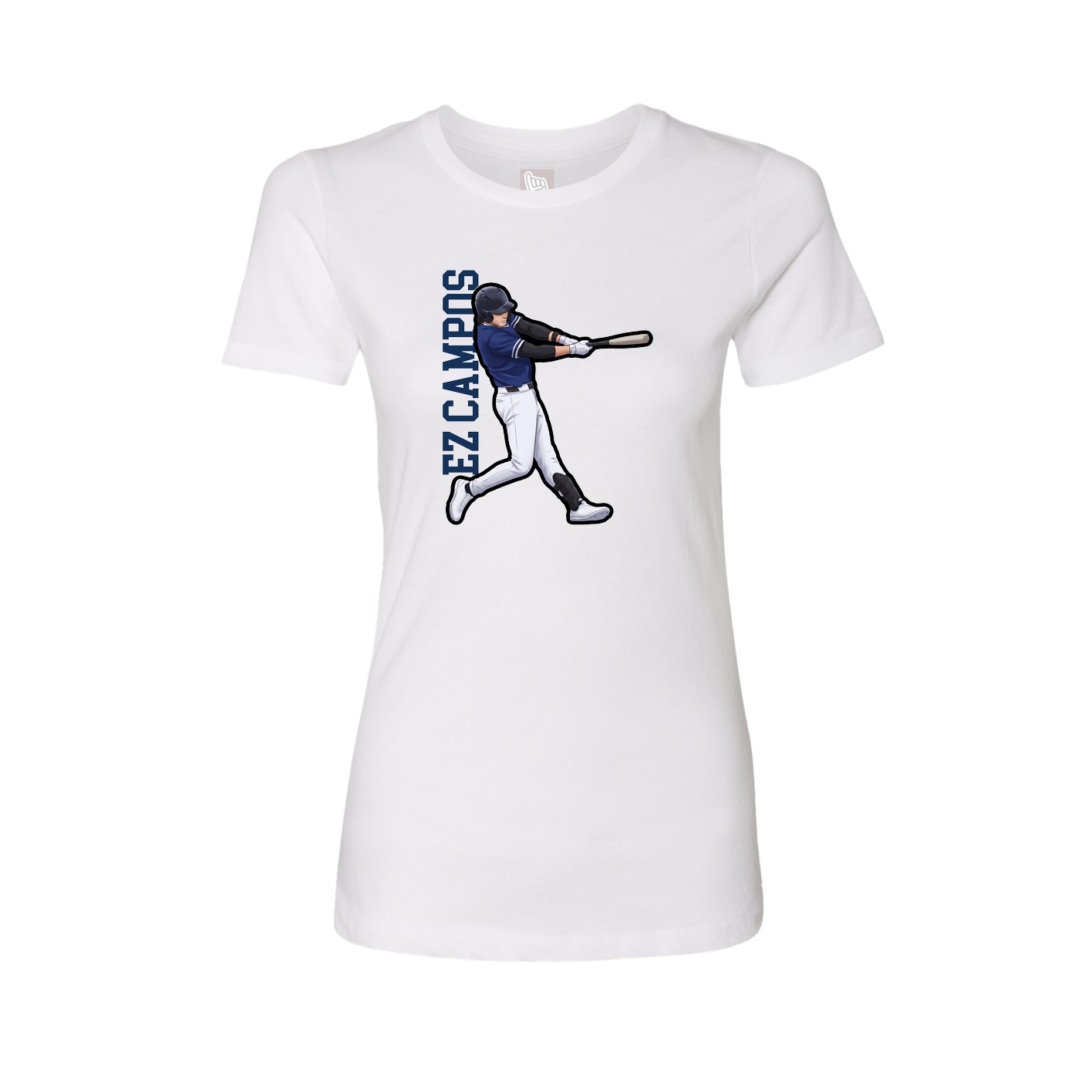 Fitted Women's Tee — Name Vertical in White