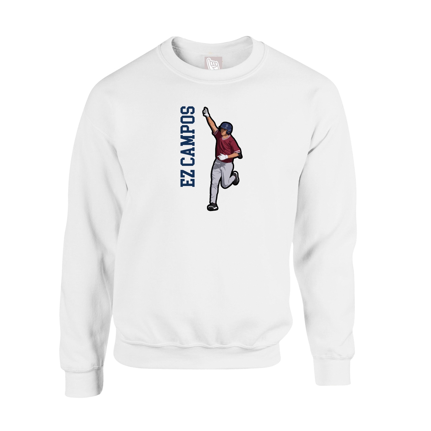 Fleece Crew — Name Vertical in White