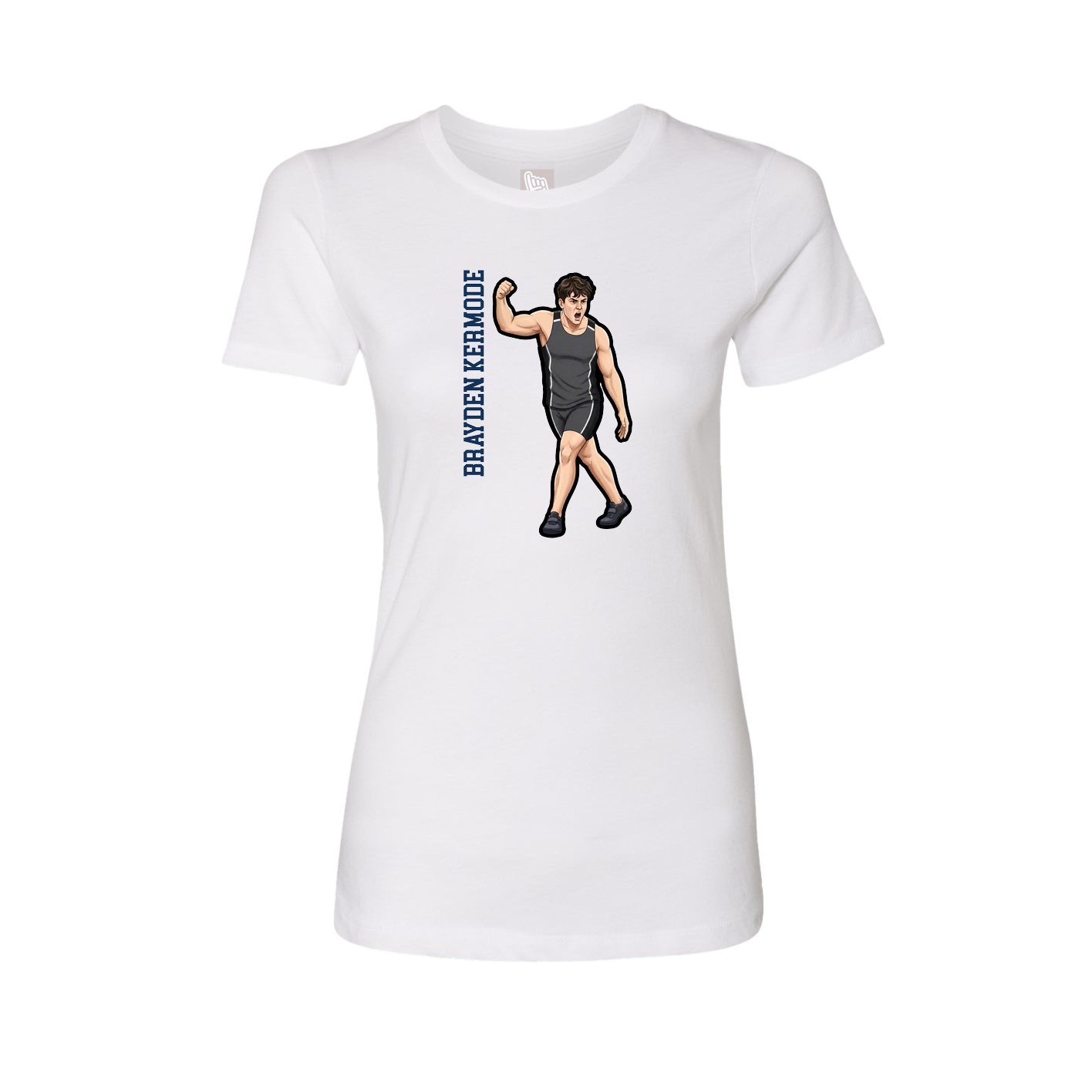 Fitted Women's Tee — Name Vertical in White