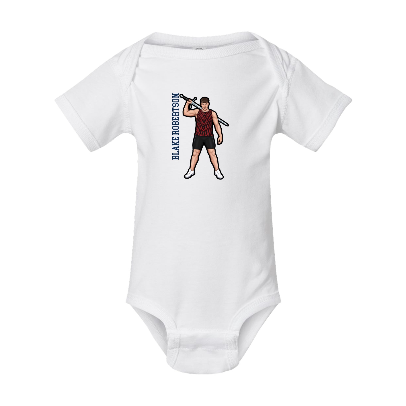 Baby Onesie — Name Vertical in White