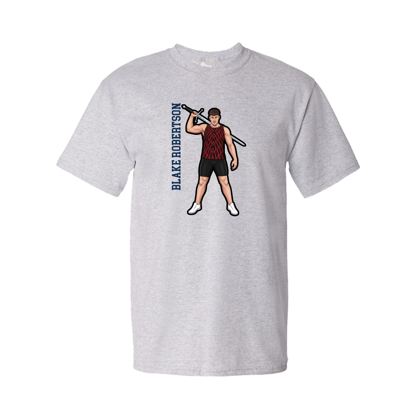 Youth Tee — Name Vertical in Grey