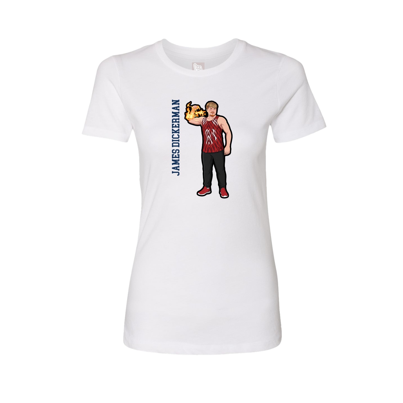 Fitted Women's Tee — Name Vertical in White
