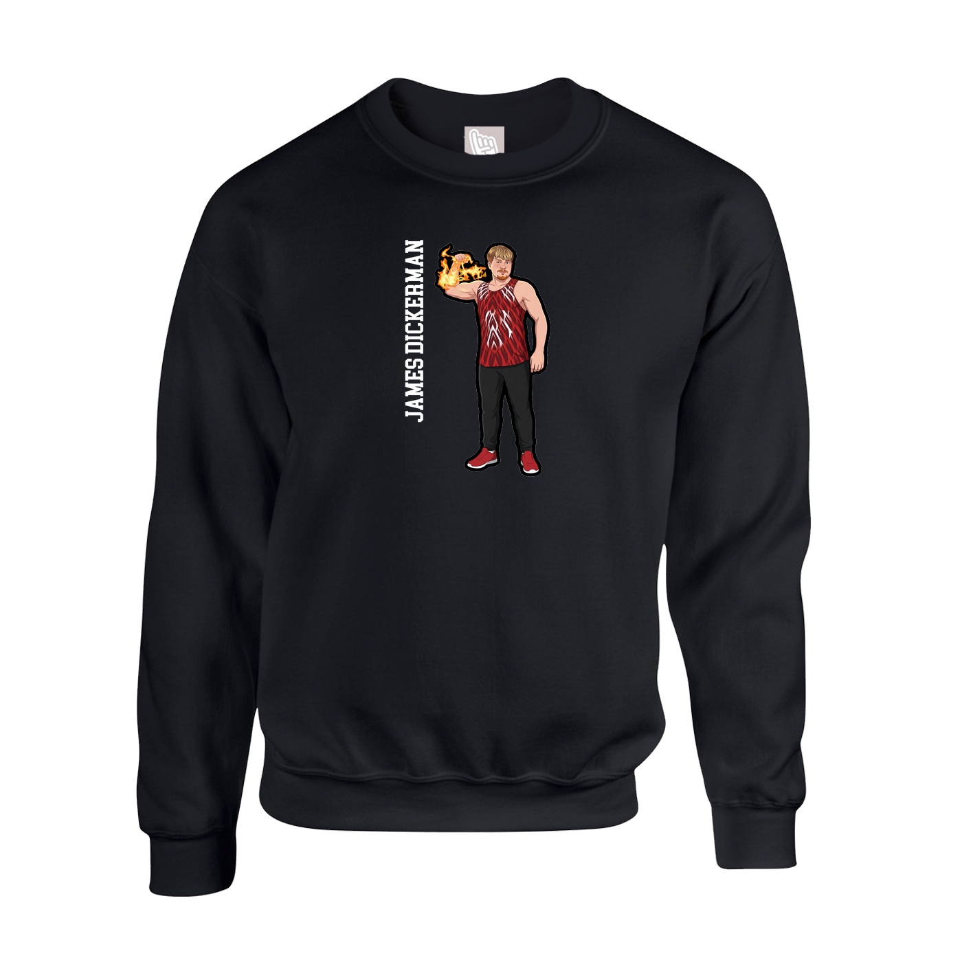 Fleece Crew — Name Vertical in Black