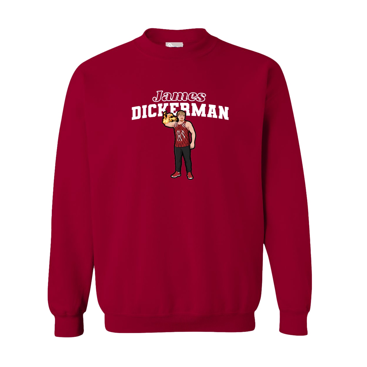 Fleece Crew — Name Arch in Cardinal
