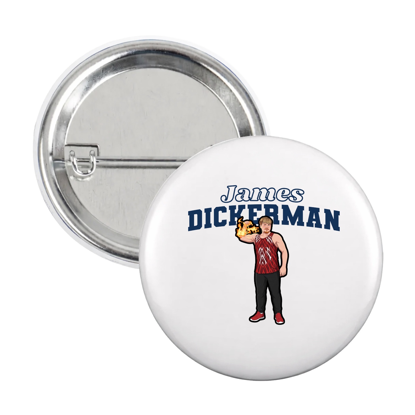 Game Day Button — Name Arch in White