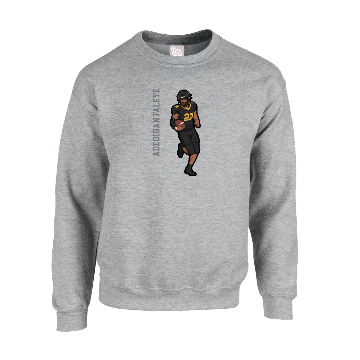 Fleece Crew — Name Vertical in Grey