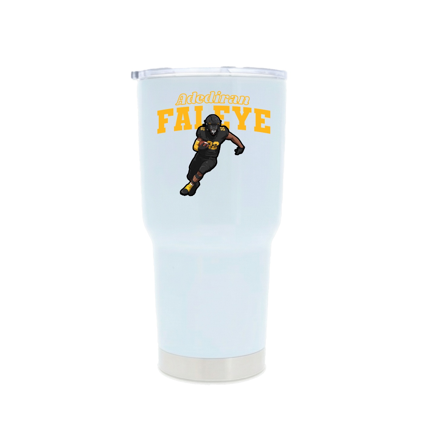 30oz Stainless Steel Tumbler — Name Arch in White