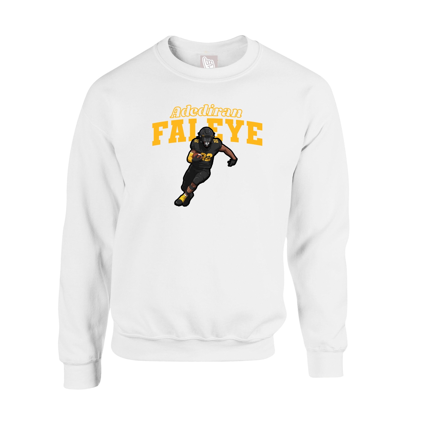 Fleece Crew — Name Arch in White