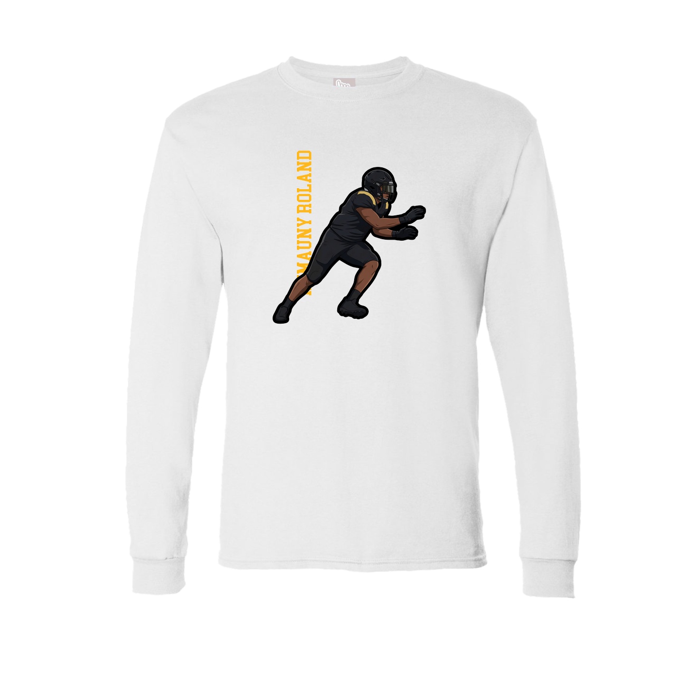 Long Sleeve Tee — Name Vertical in White