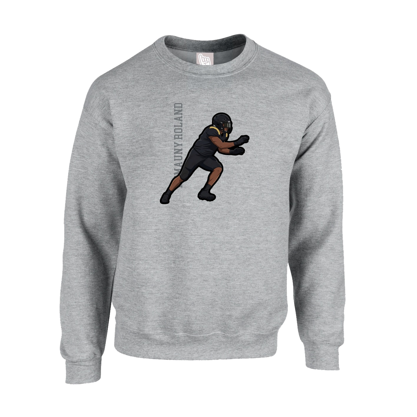 Fleece Crew — Name Vertical in Grey