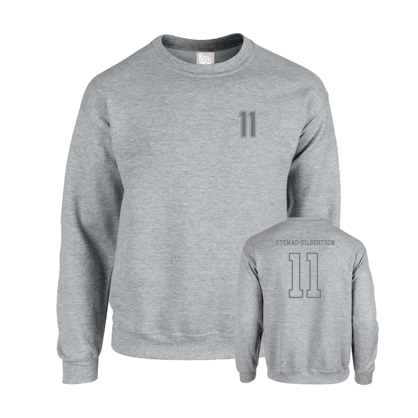 Fleece Crew — Chest Back in Grey