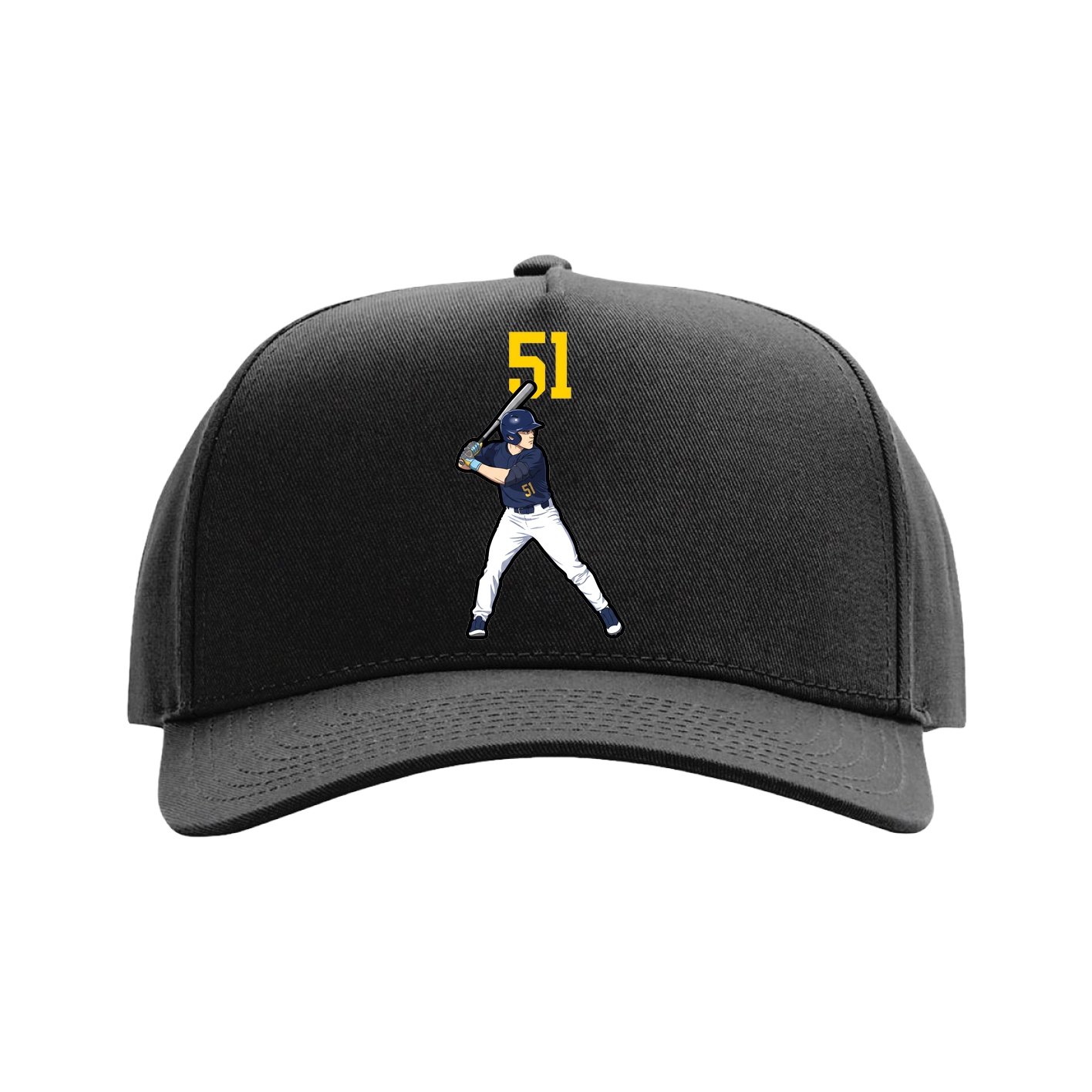 Full Fabric Five-Panel Champ Cap — Number Top in Black
