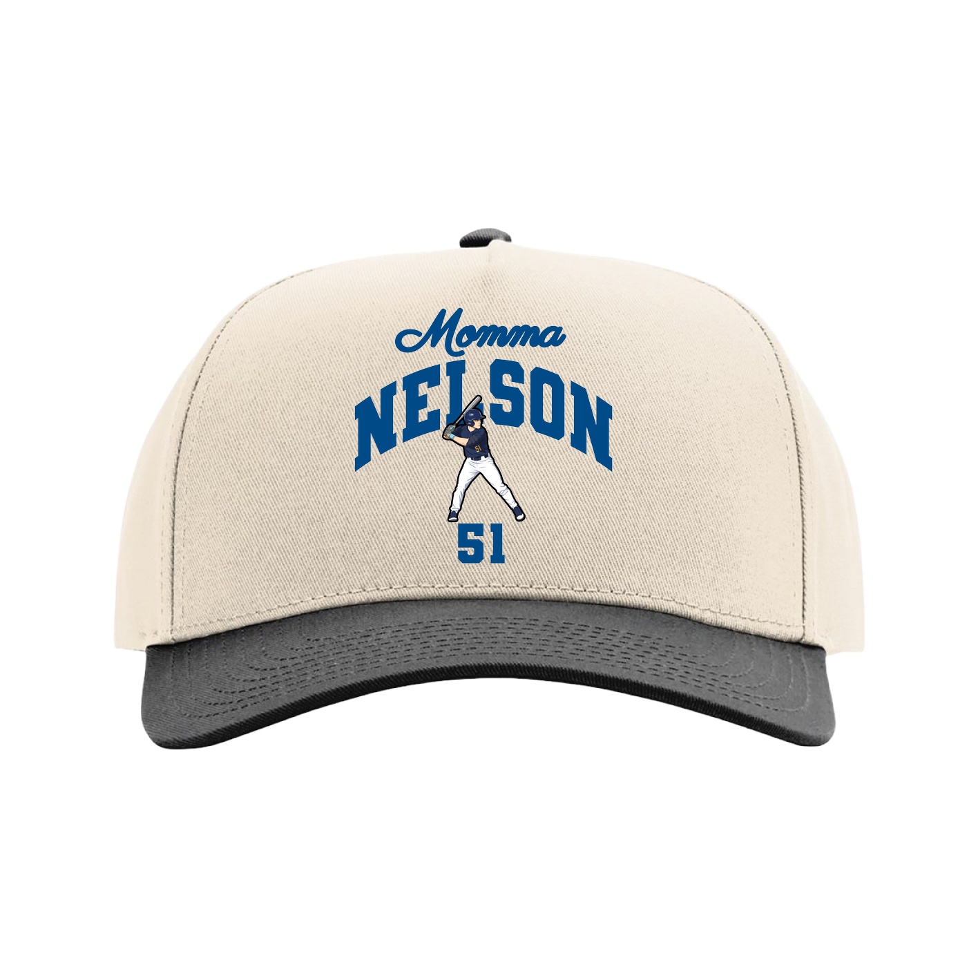 Full Fabric Five-Panel Champ Cap — Mothers Day Arch in Cream/Black