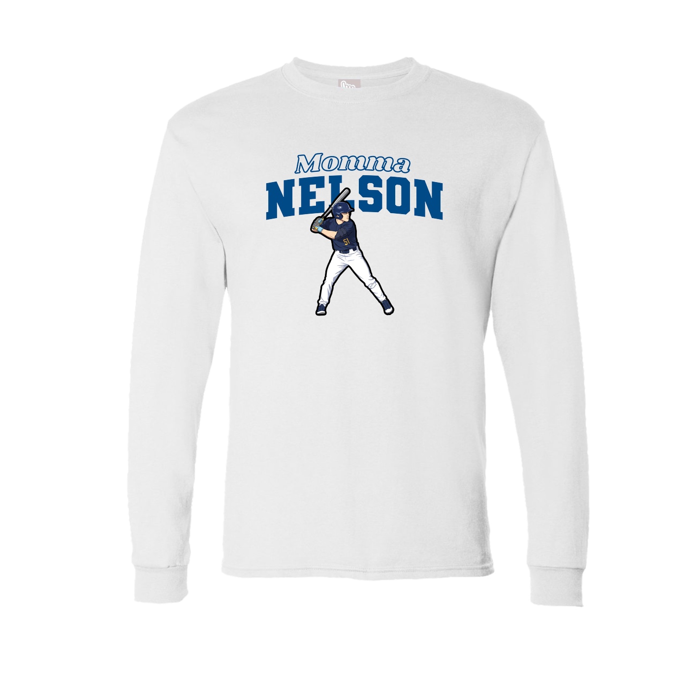 Long Sleeve Tee — Mothers Day Block in White