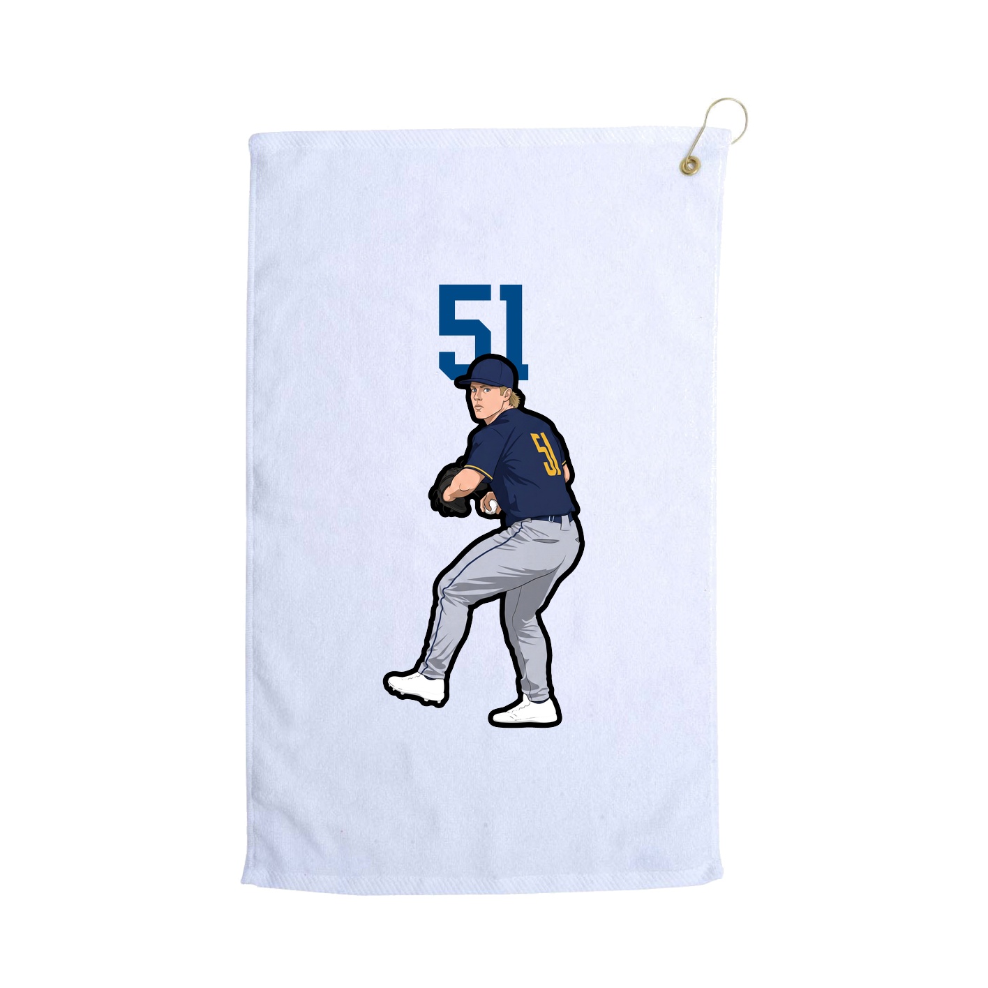 Golf Towel — Number Top in White