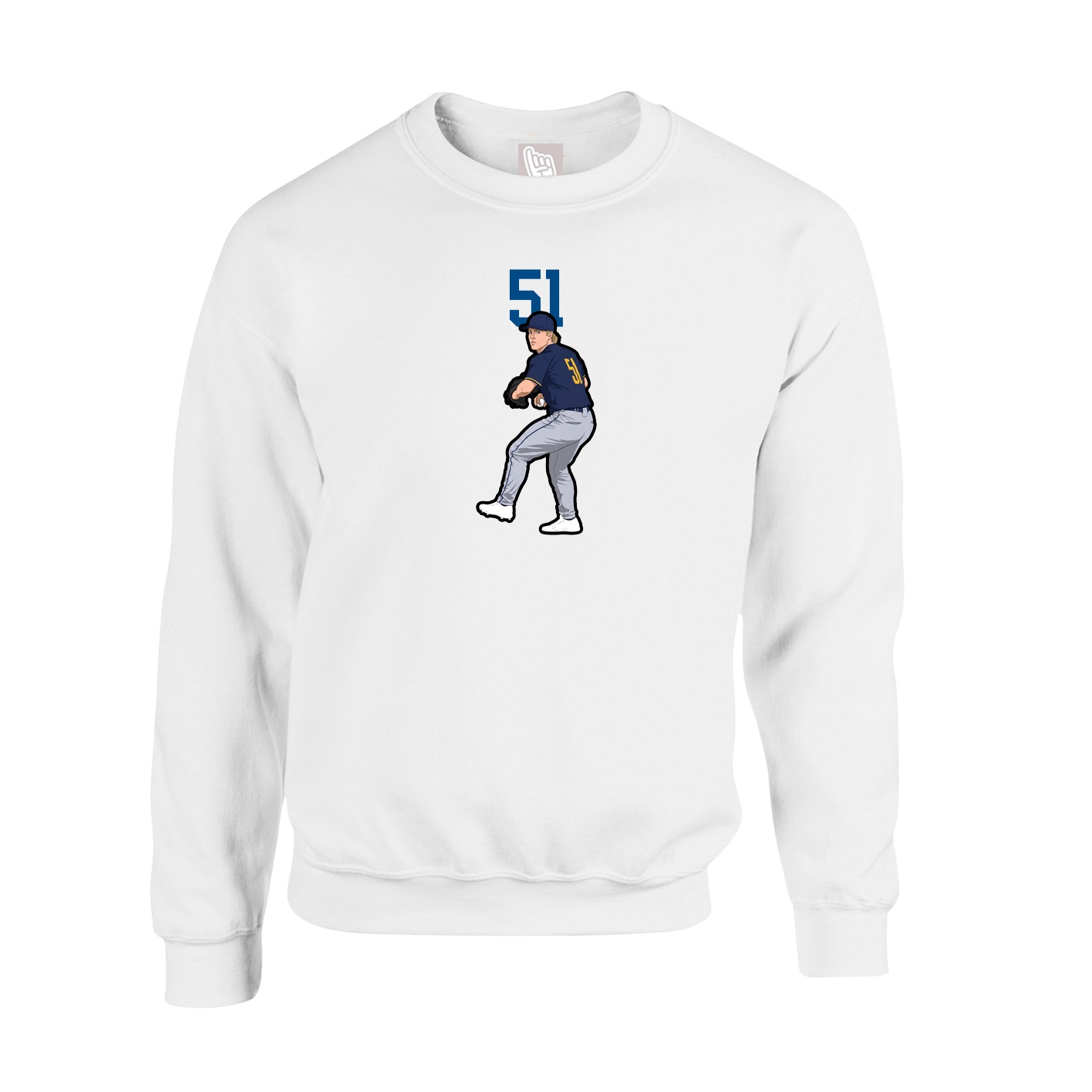 Fleece Crew — Number Top in White