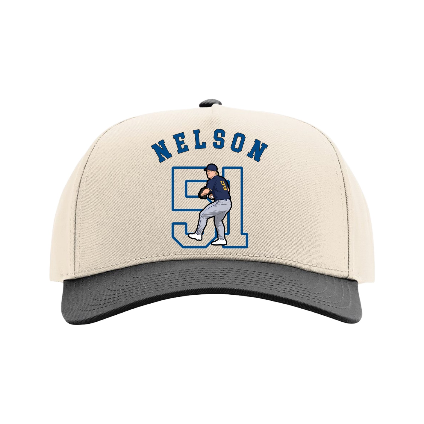 Full Fabric Five-Panel Champ Cap — Shirsey Arch in Cream/Black