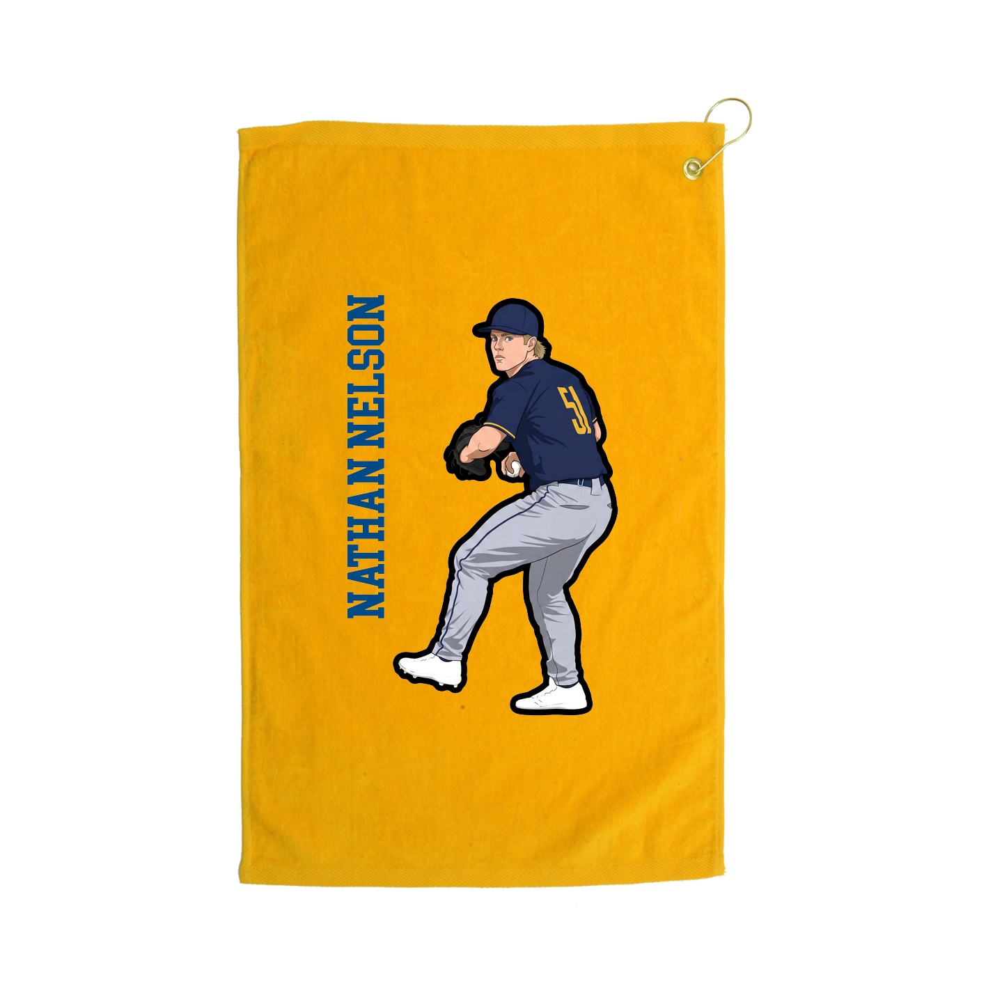 Golf Towel — Name Vertical in Gold