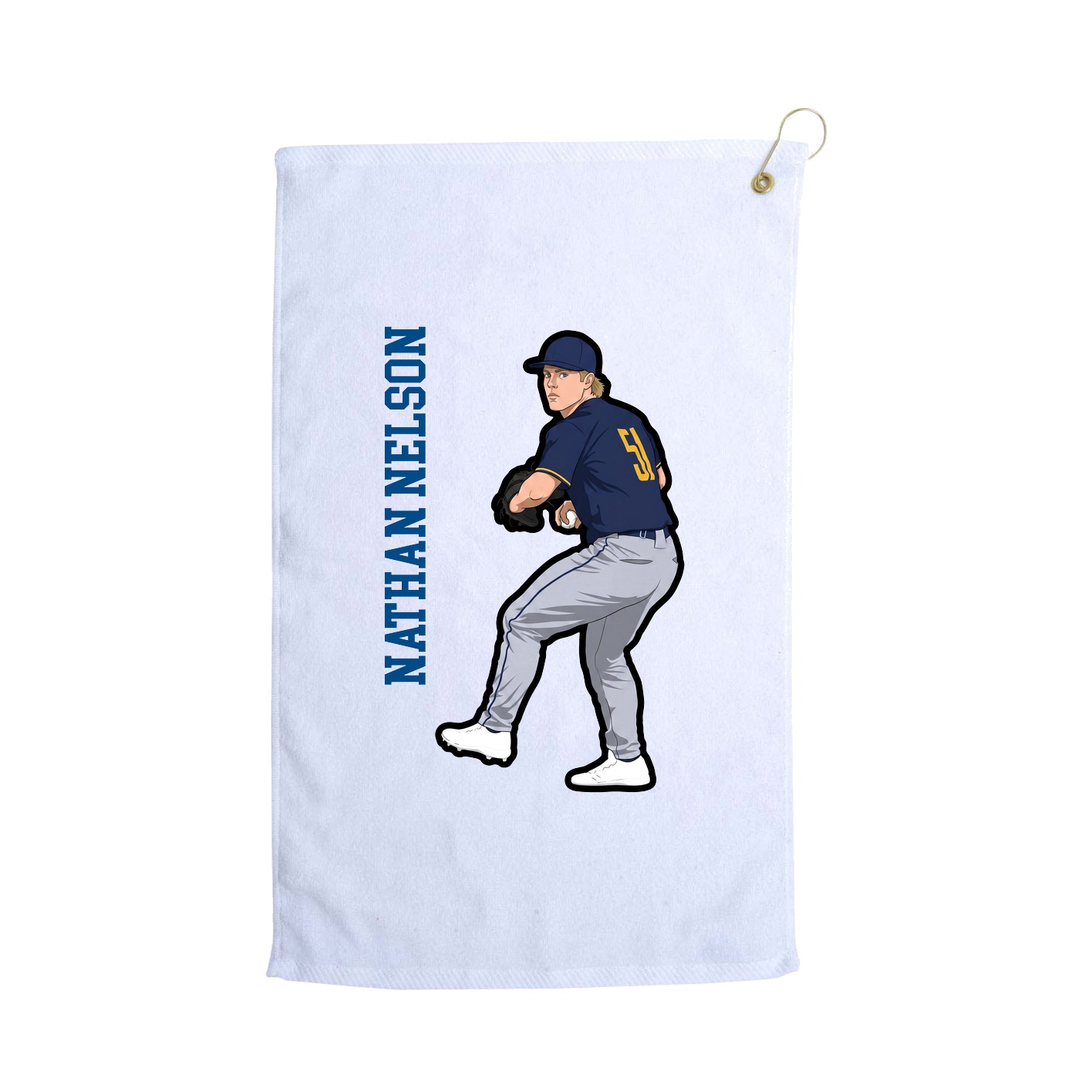 Golf Towel — Name Vertical in White