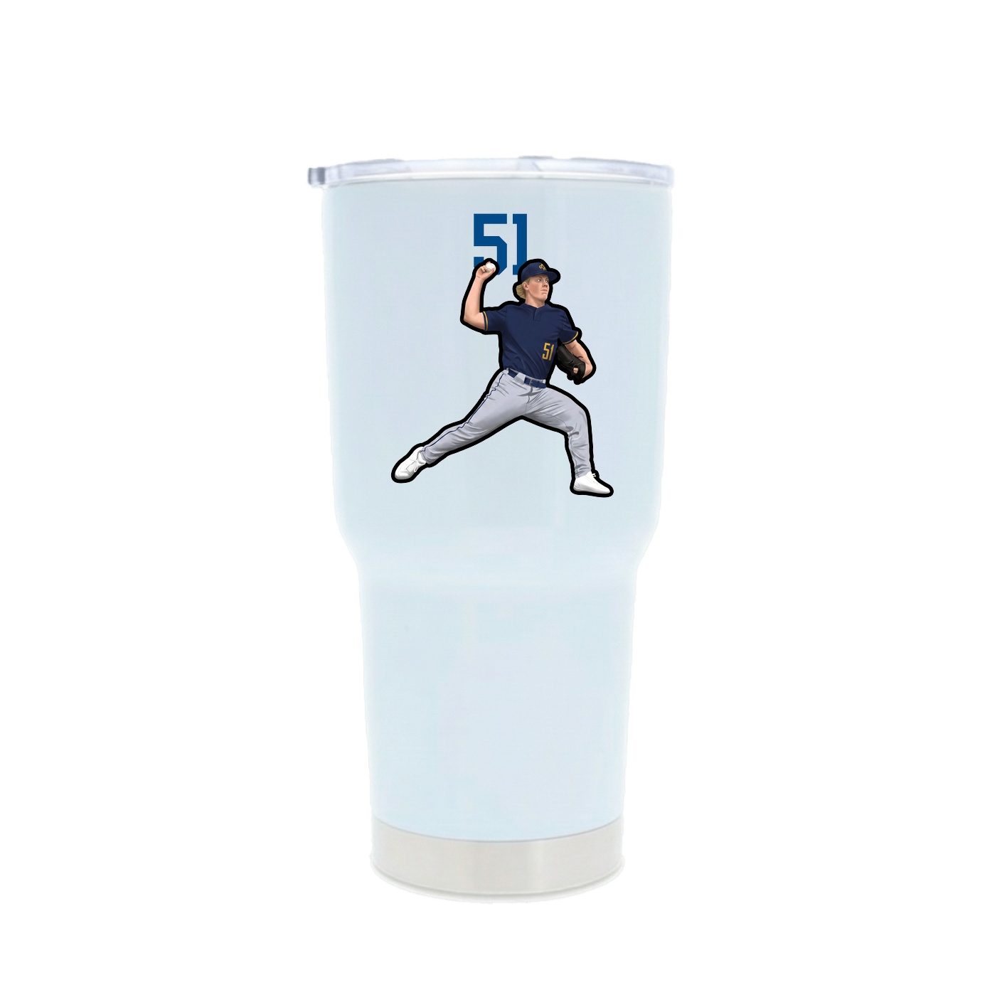 30oz Stainless Steel Tumbler — Number Top in White