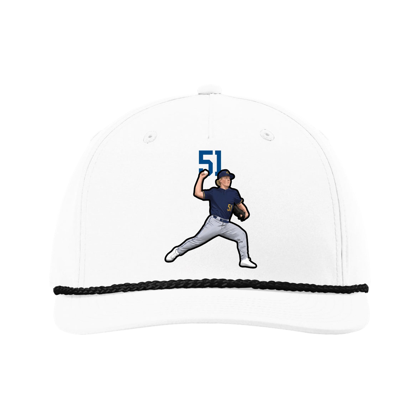 Five-Panel Classic Rope Cap — Number Top in White
