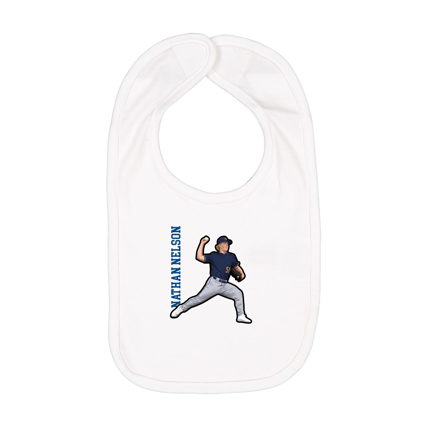 Infant Bib — Name Vertical in White