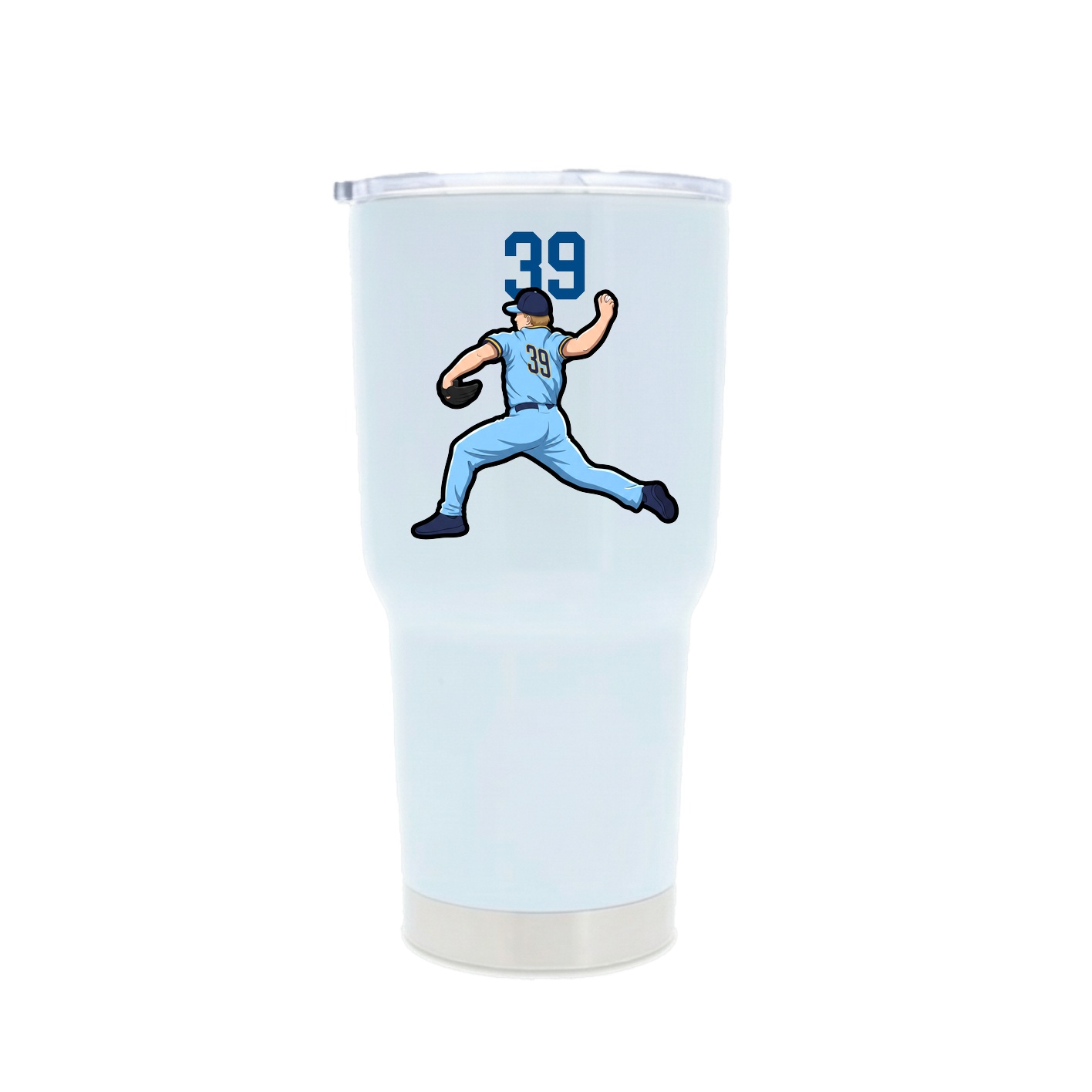 30oz Stainless Steel Tumbler — Number Top in White