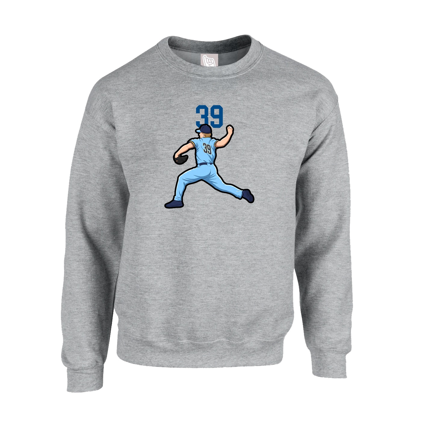 Fleece Crew — Number Top in Grey