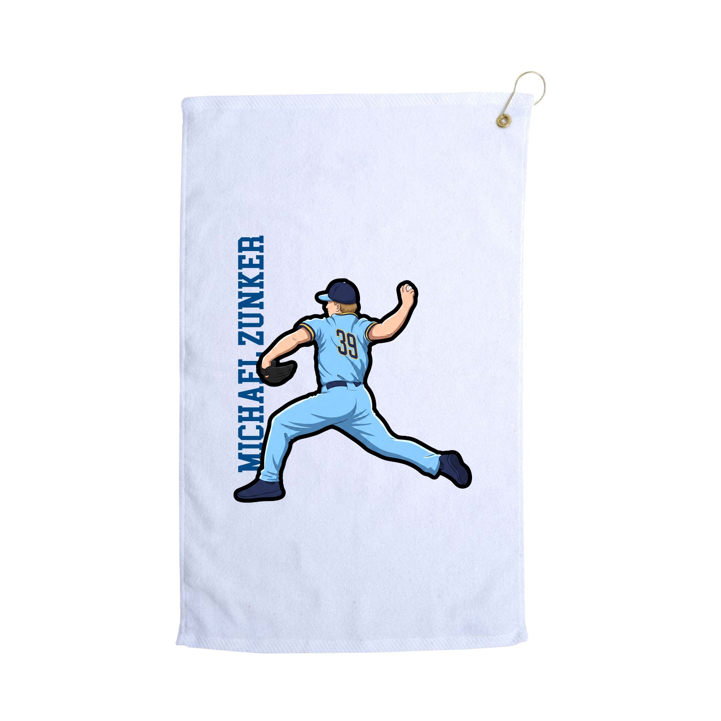 Golf Towel — Name Vertical in White