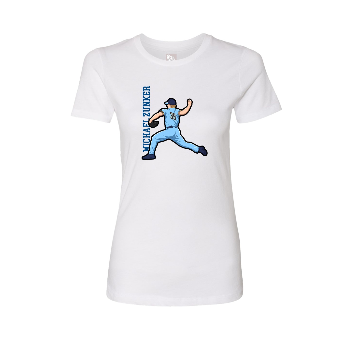 Fitted Women's Tee — Name Vertical in White