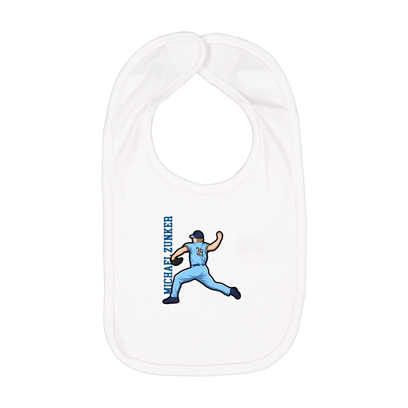 Infant Bib — Name Vertical in White