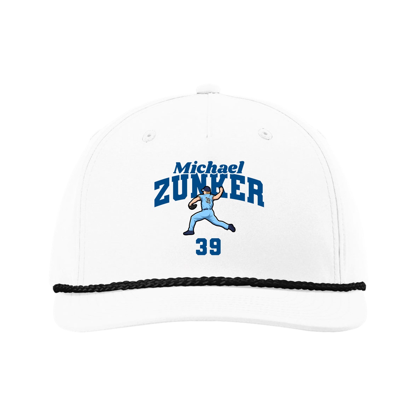 Five-Panel Classic Rope Cap — Signature Arch in White